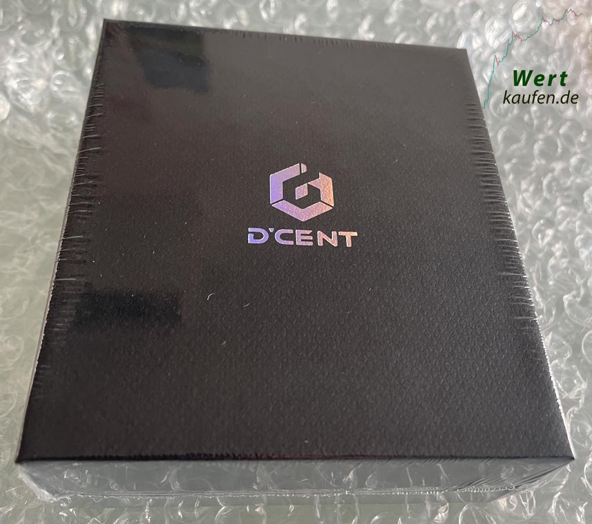 D'Cent Hardware-Wallet Verpackung eingeschweisst in Folie